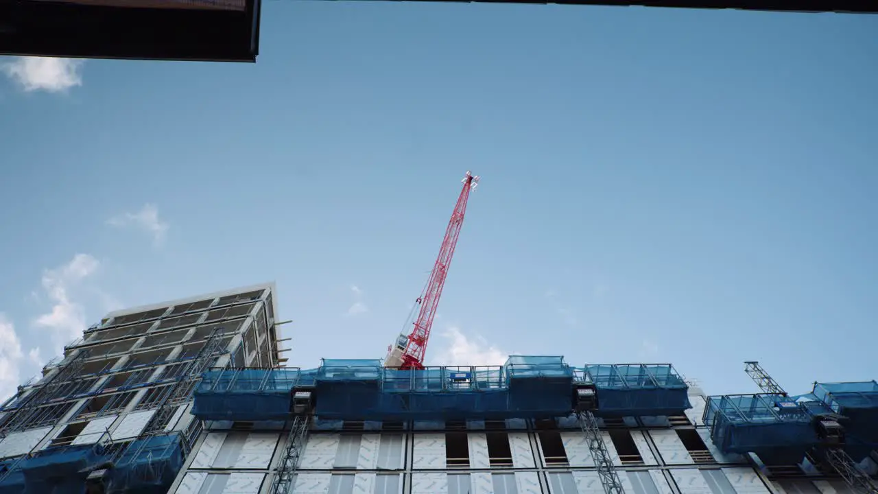 Red Crane at construction site City Centre Sheffield South Yorkshire