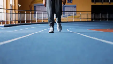 Boy training indoors