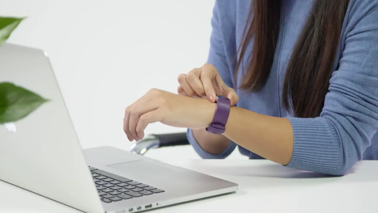 Lady Checking Fitbit