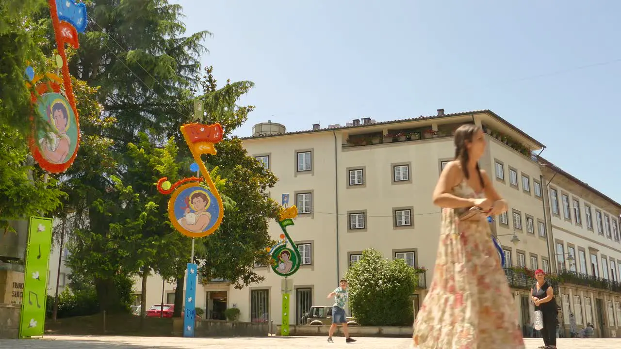 Colorful Ornaments On The Streets During Sao Joao Festival In Braga Portugal