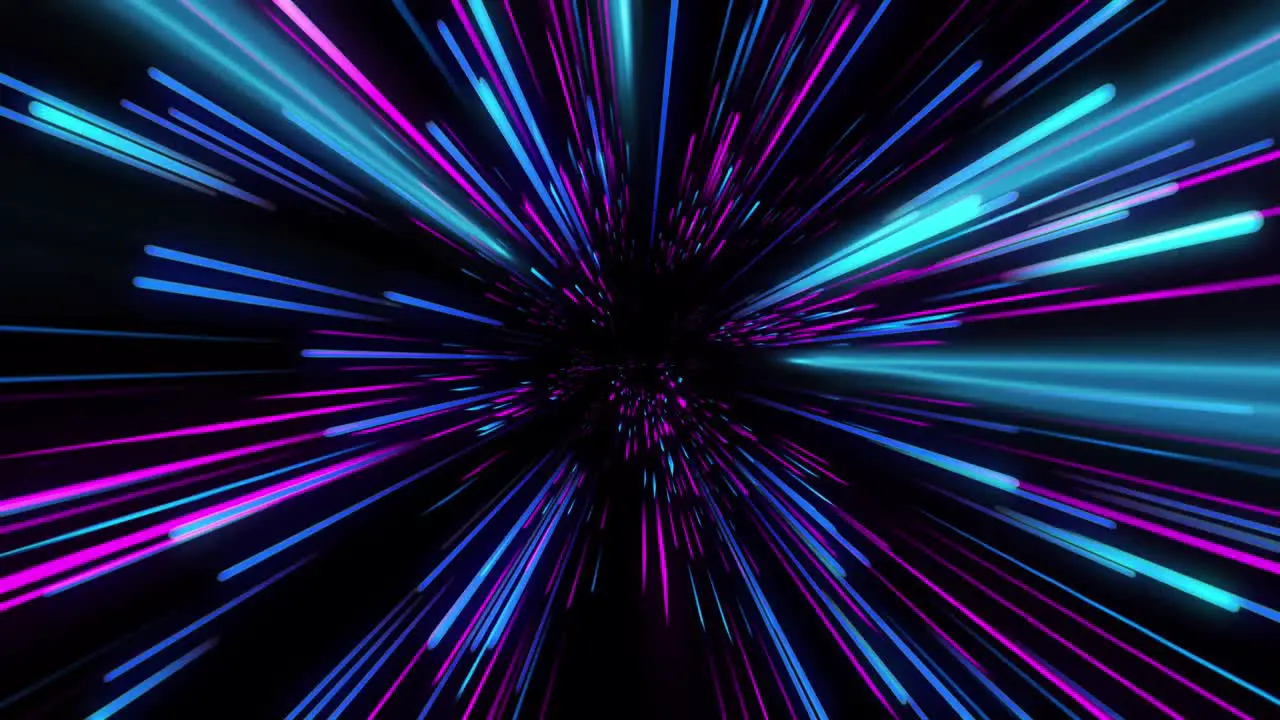 Animation of blue and purple neon light trails over black background