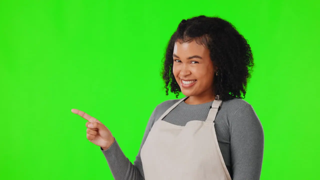 Branding woman pointing and against a green