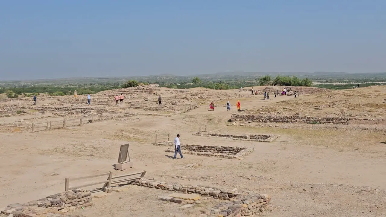 Dholavira Archeology Heritage Site wide shot camera panning 5000 year old Indian culture spilling over