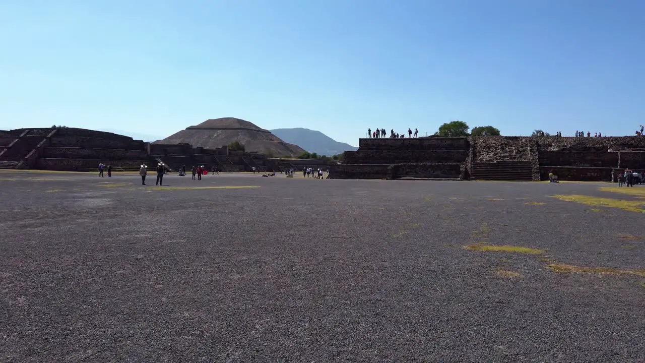 POV shot of the sun pyramid of the Aztec culture in Teotihucan Mexico on a bright sunny day