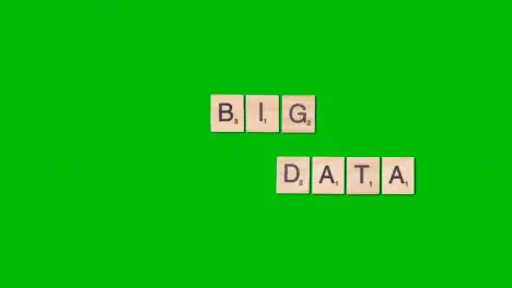 Stop Motion Business Concept Overhead Wooden Letter Tiles Forming Words Big Data On Green Screen 1