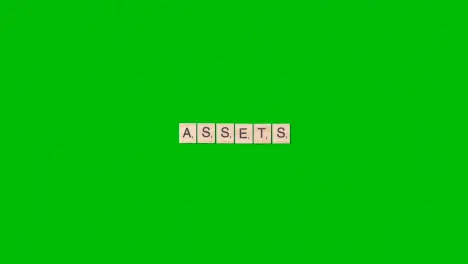 Stop Motion Business Concept Overhead Wooden Letter Tiles Forming Word Assets On Green Screen 1