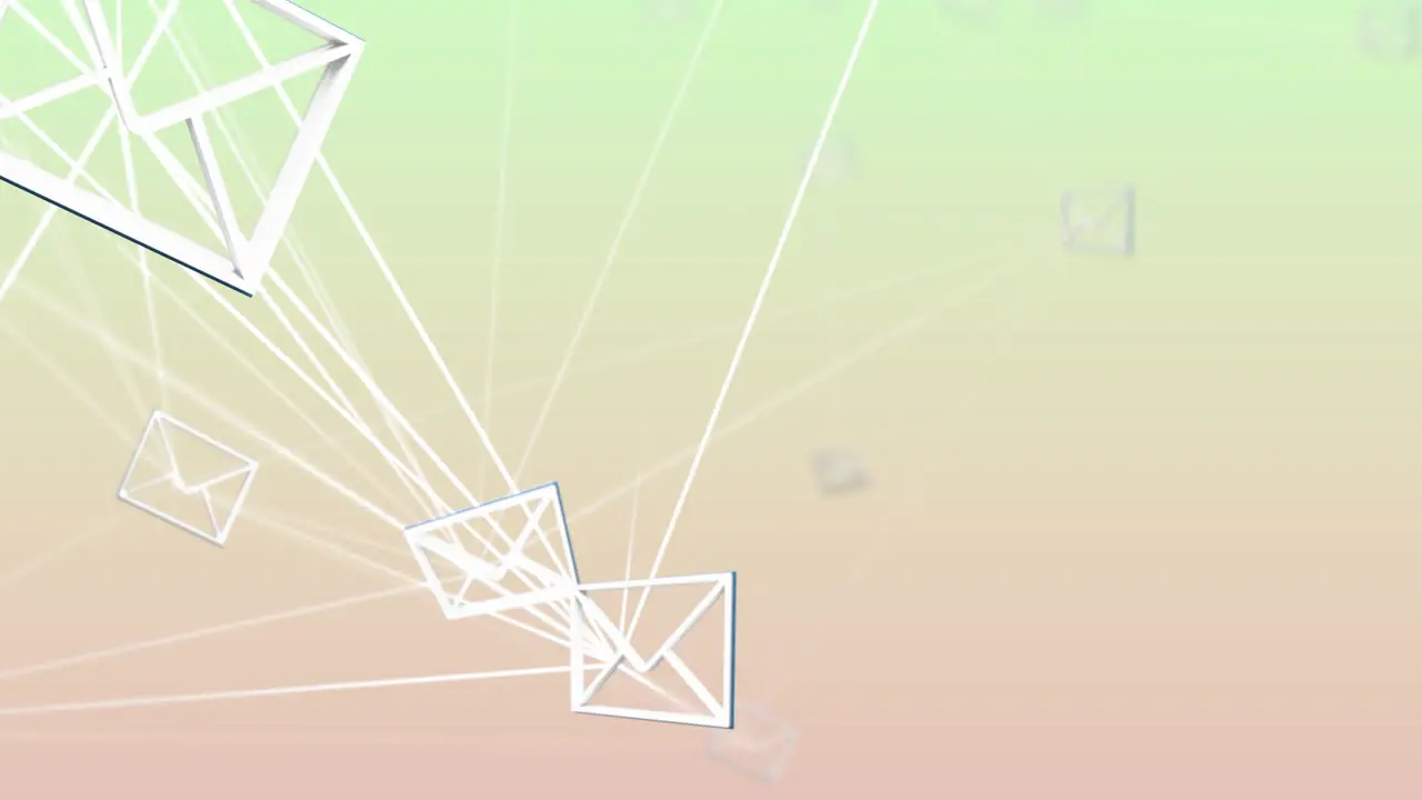 Animation of envelope icons with network of connections