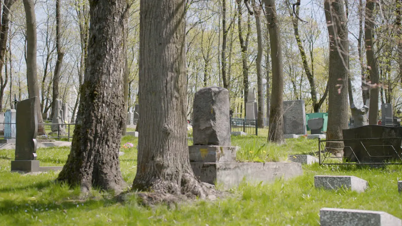 Friedhof Mit Grabsteinen In Einem Stadtgebiet An Einem Sonnigen Tag 11