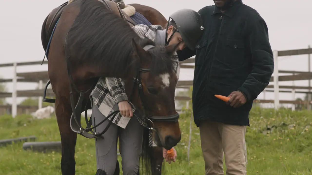 Dos Personas Acariciando Un Caballo