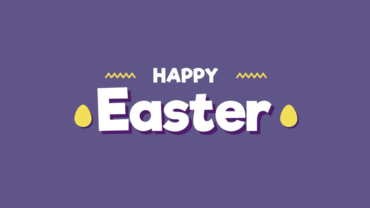 Animated closeup Happy Easter text on purple background 1