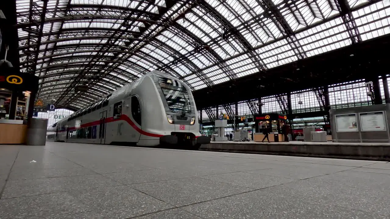 DB Intercity Train Arriving At Cologne Central Station Platform