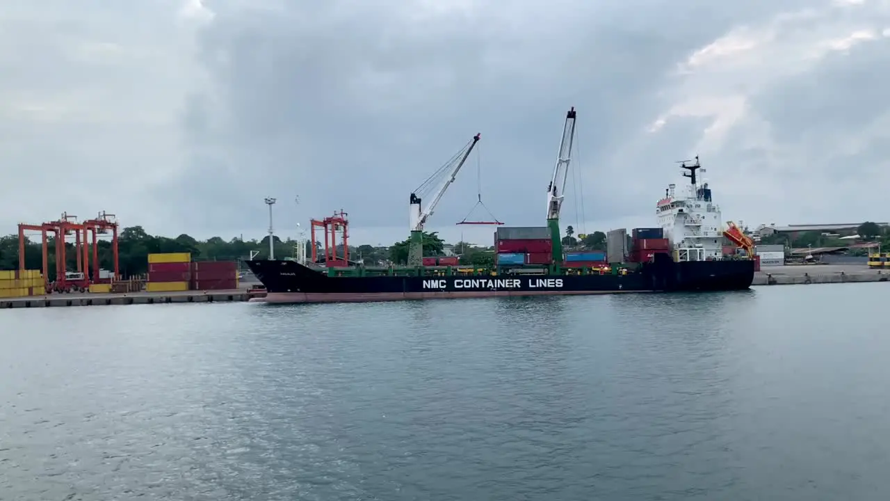 The Maritime Port of Davao City in Southern Mindanao with large vessels and shipping containers