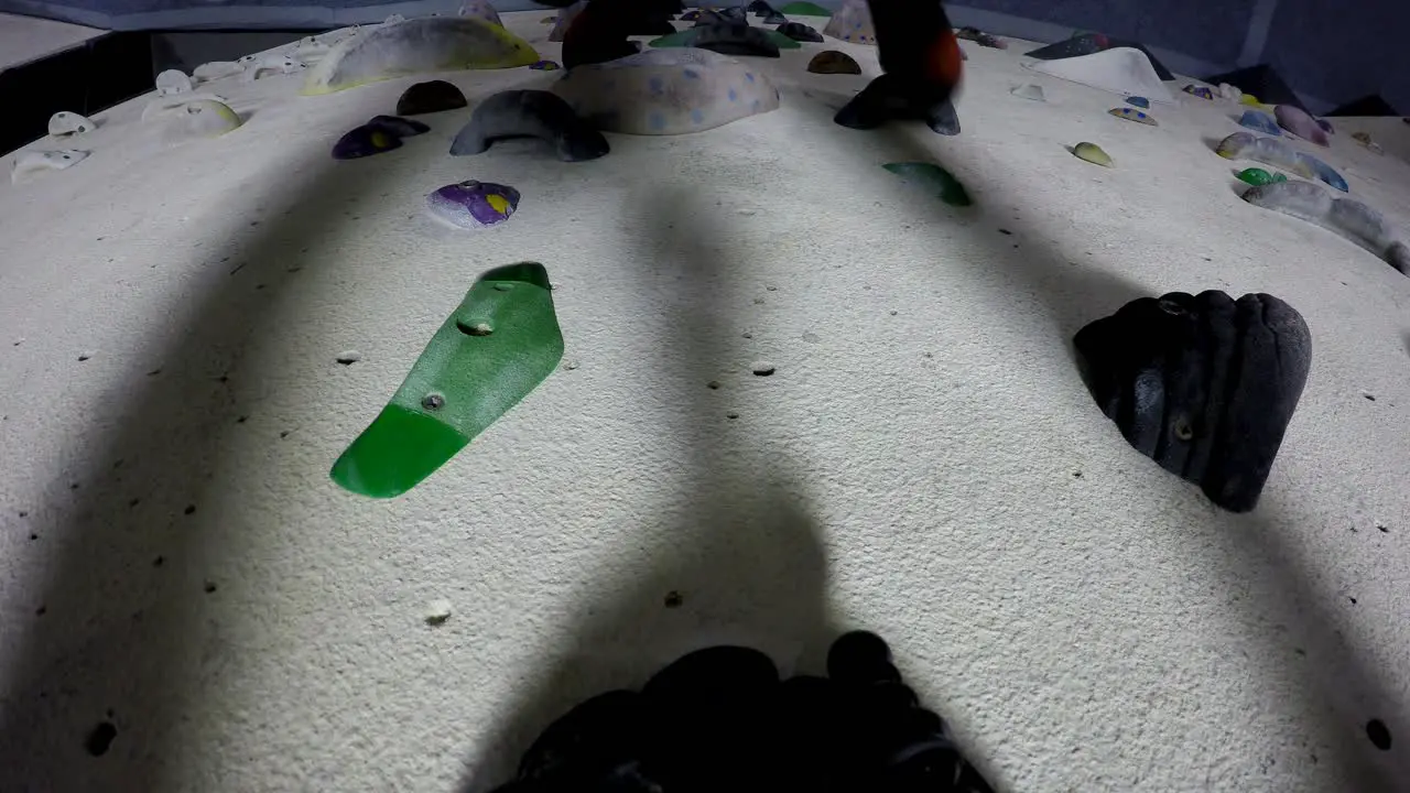 Boulder climbing at an indoor gym