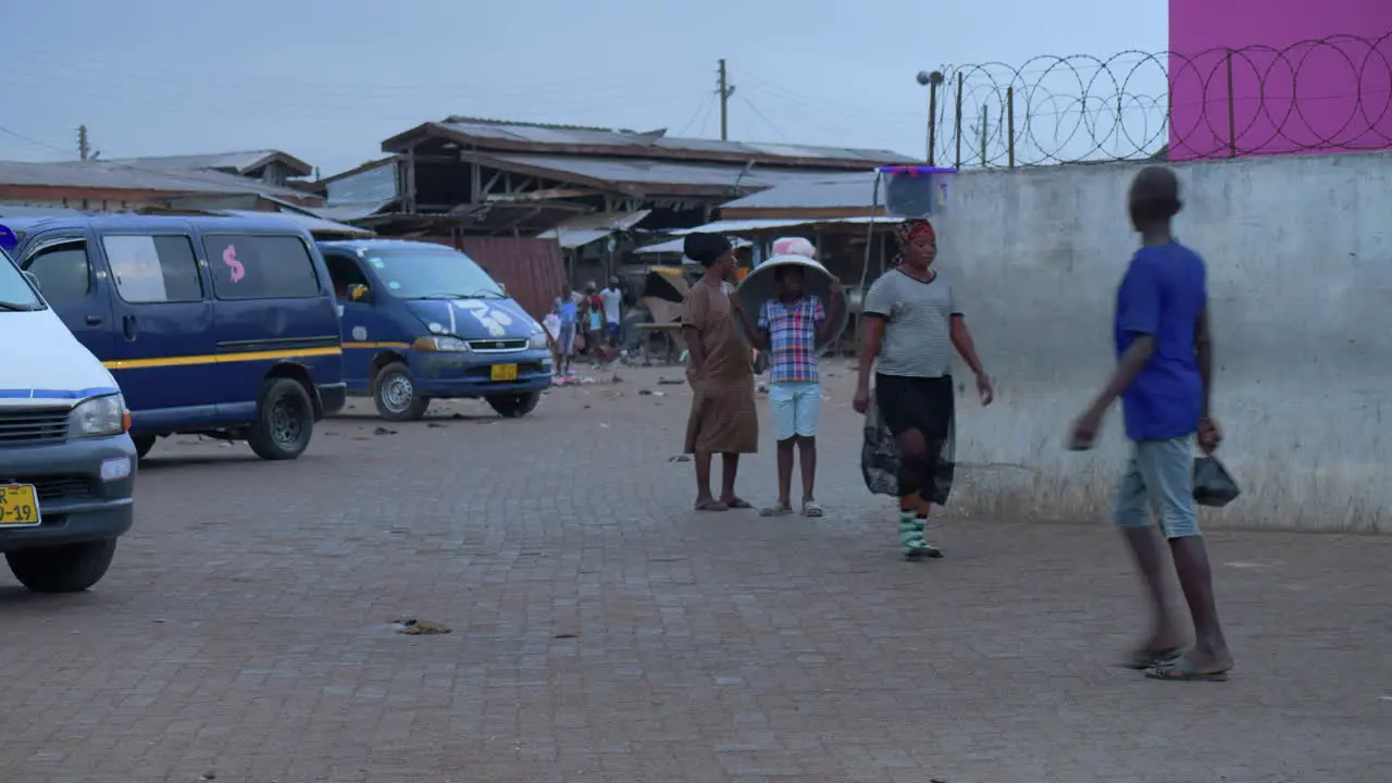 Residents at Esiam bus station in the city of Cape Coast Ghana