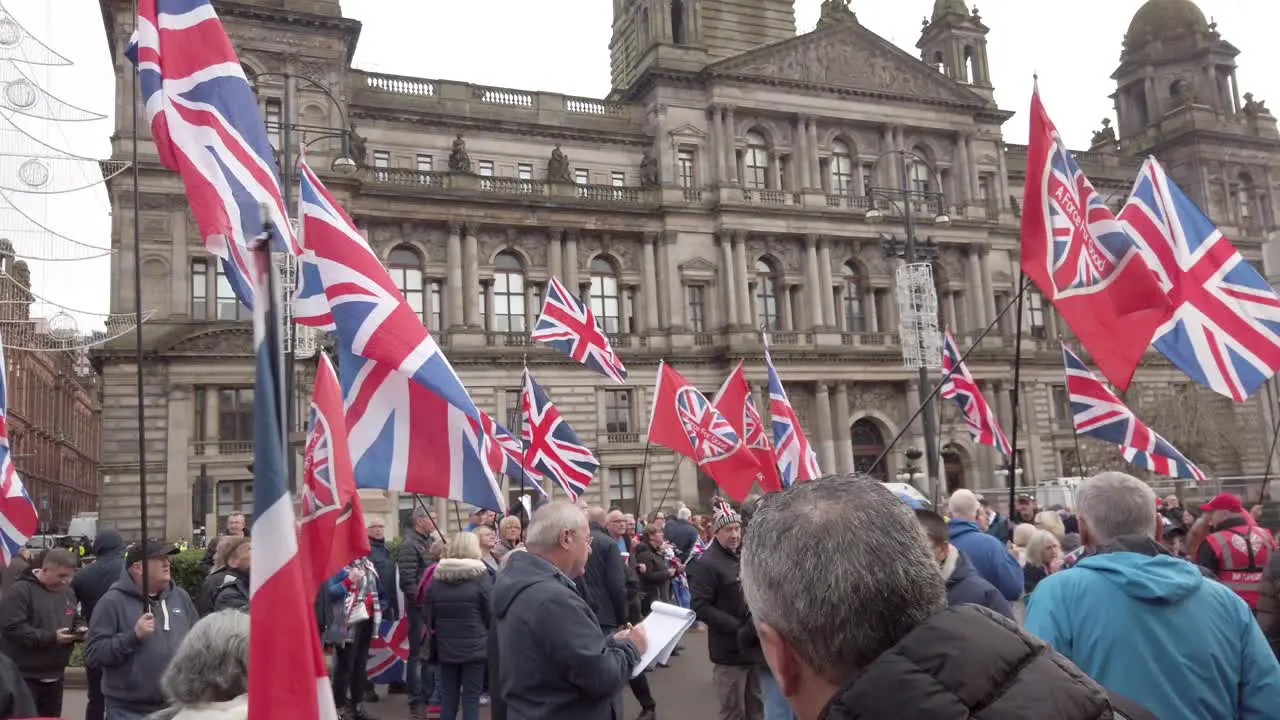 Close-up of people with British flags at an Scottish Independence rally