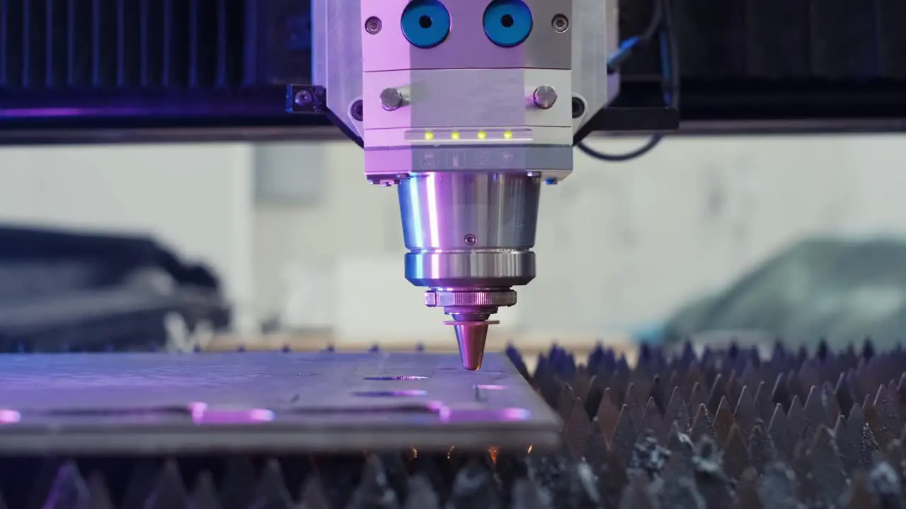 Close up shot of CNC laser cutting machine