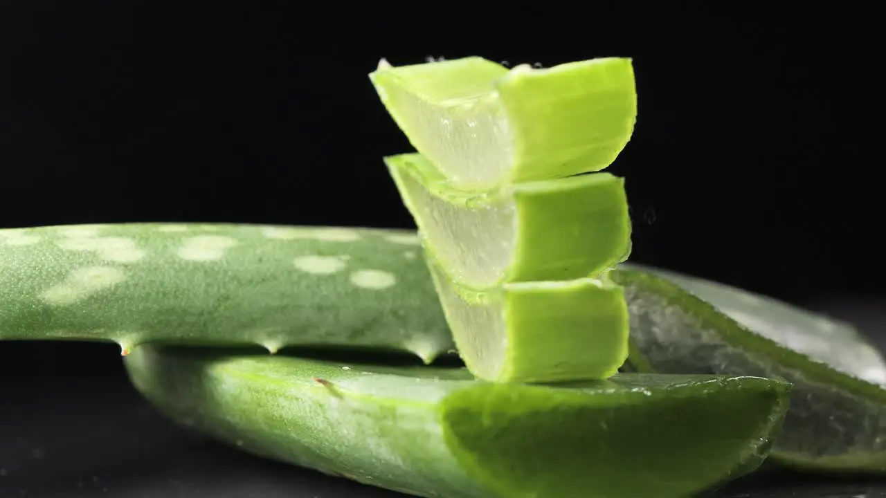 Fresh Aloe Vera leaves sliced for skincare treatment and home remedies