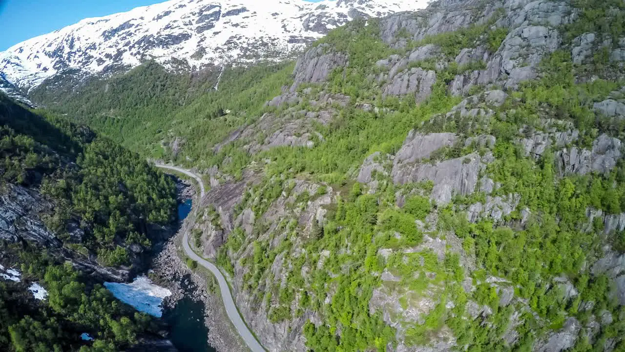 Aerial footage road in Norway Beautiful Nature Norway