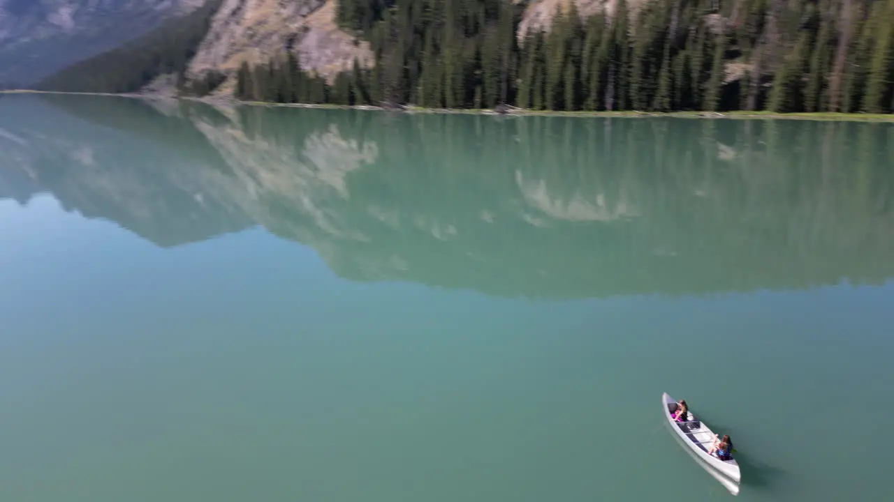 Kayaking On The Scenic Green River Lakes In Wyoming USA aerial drone shot