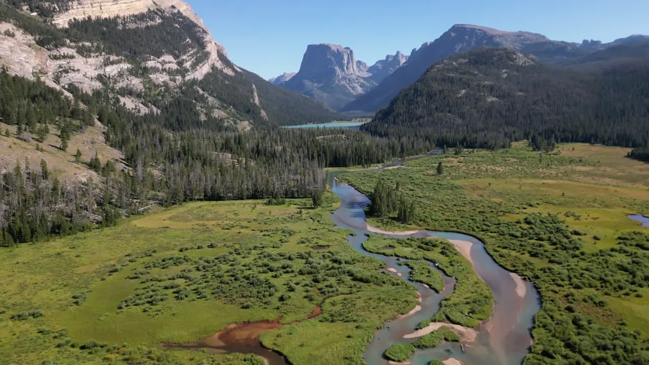 Greenery Landscape With Wetlands In Green River Lakes Park In Wyoming