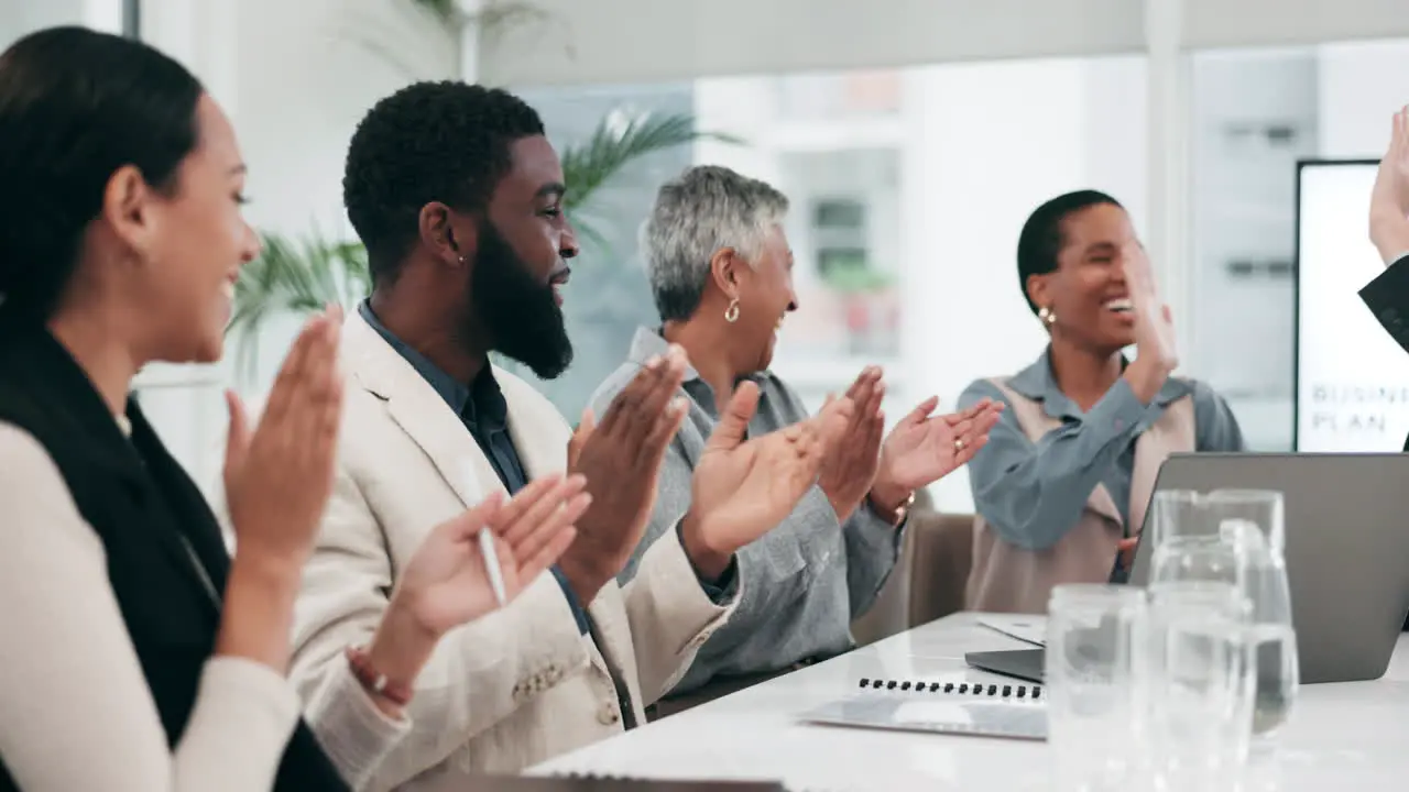 Team business people clapping