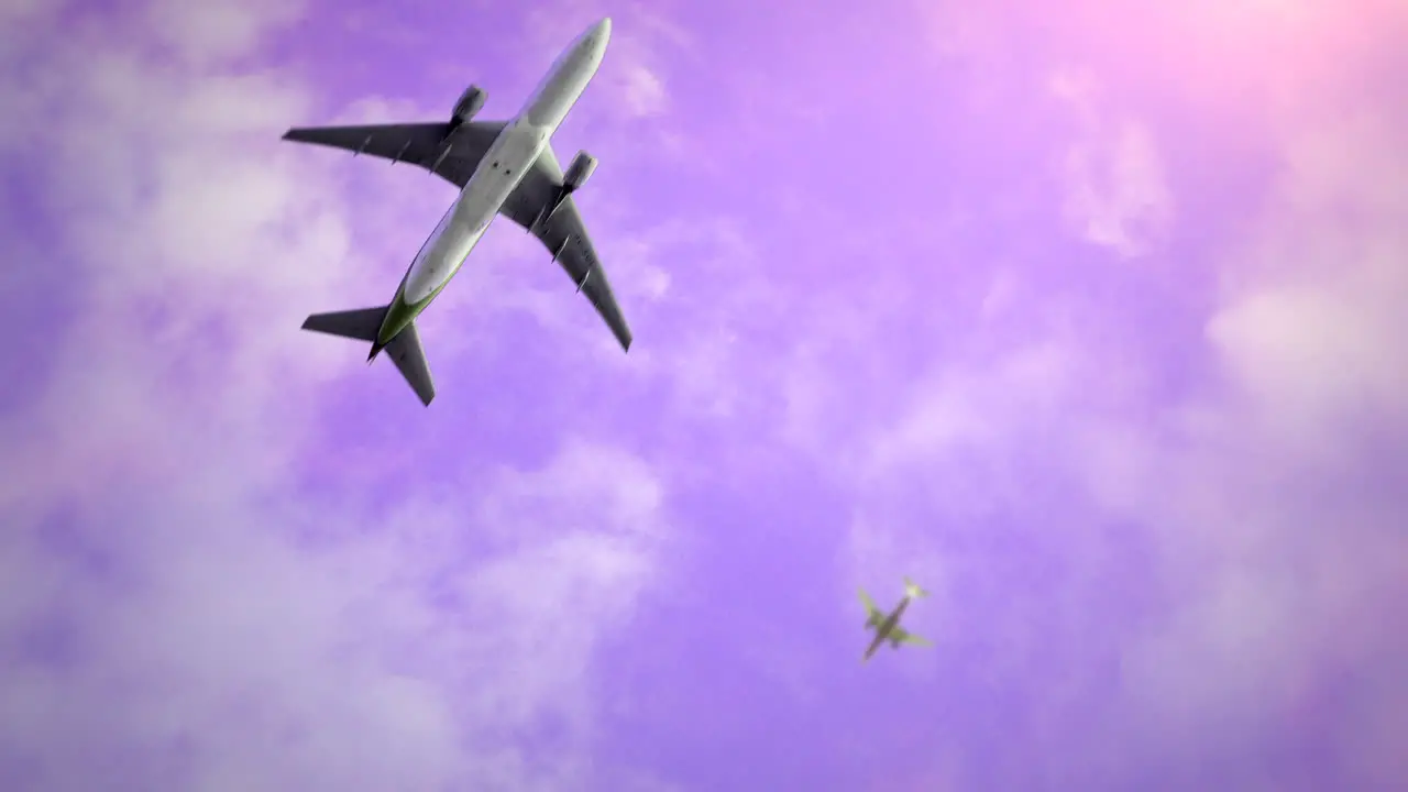 Majestic Airplanes Soaring Through a Cloudy Azure Sky