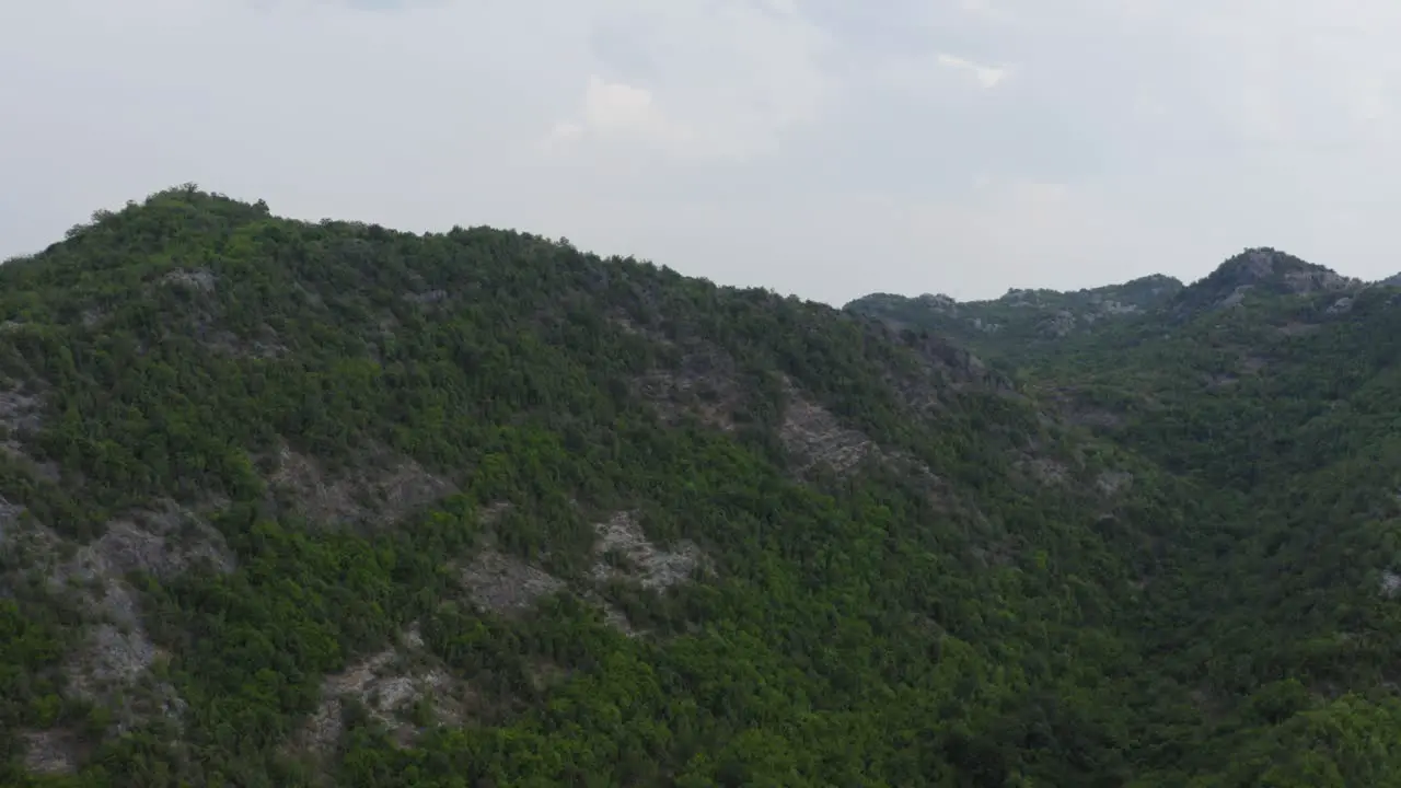 Drone view of incredible green mountains in rural nature Podgoricia Montenegro