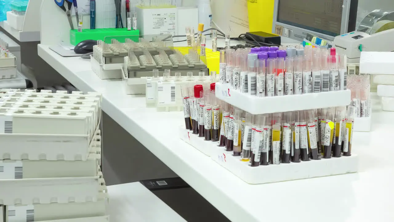 Blood Samples In Tubes At The Laboratory For Screening