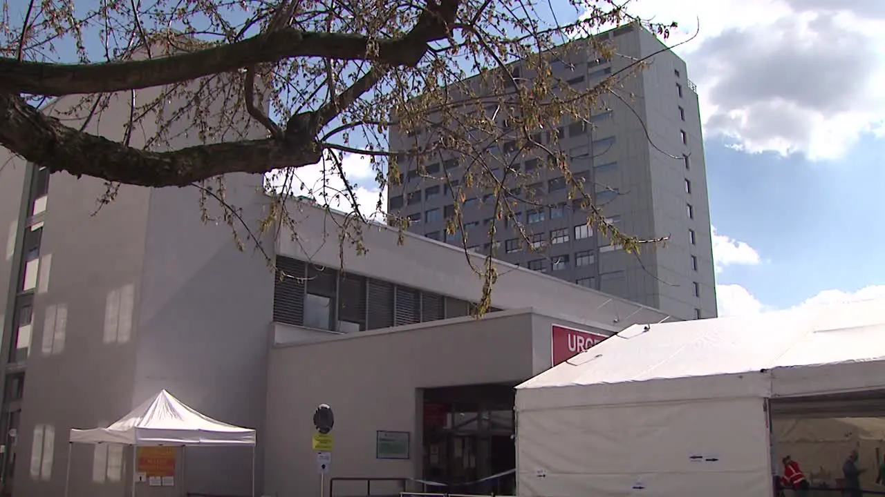 Coronavirus pandemic Triage tents outside the hospital