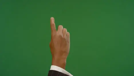 Male Finger making scrolling gestures on green screen