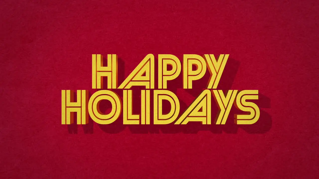 The festive cheer radiant red background with vibrant yellow letters spelling Happy Holiday