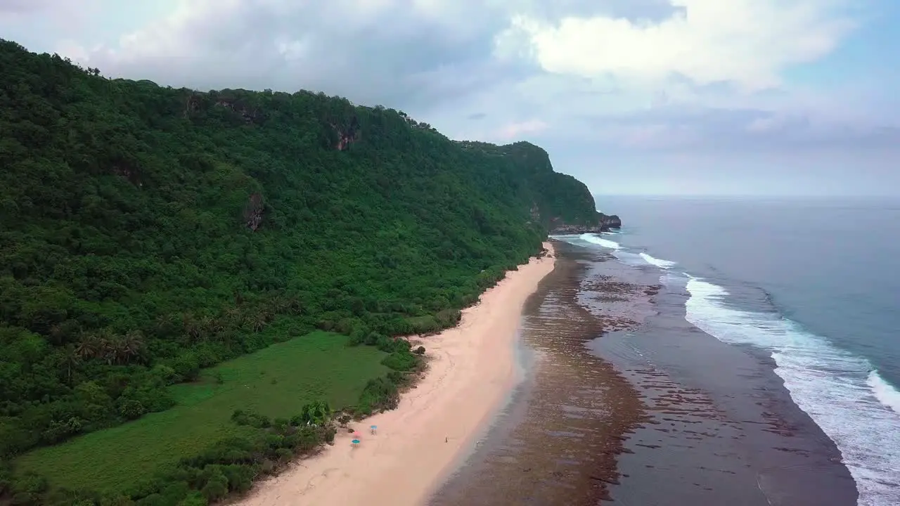 Flight over Nyang Nyang Beach Bali Cloudy