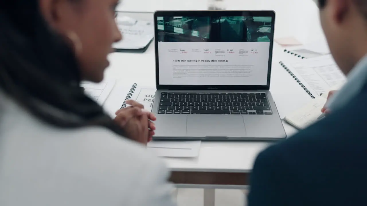 Laptop screen man and woman in presentation