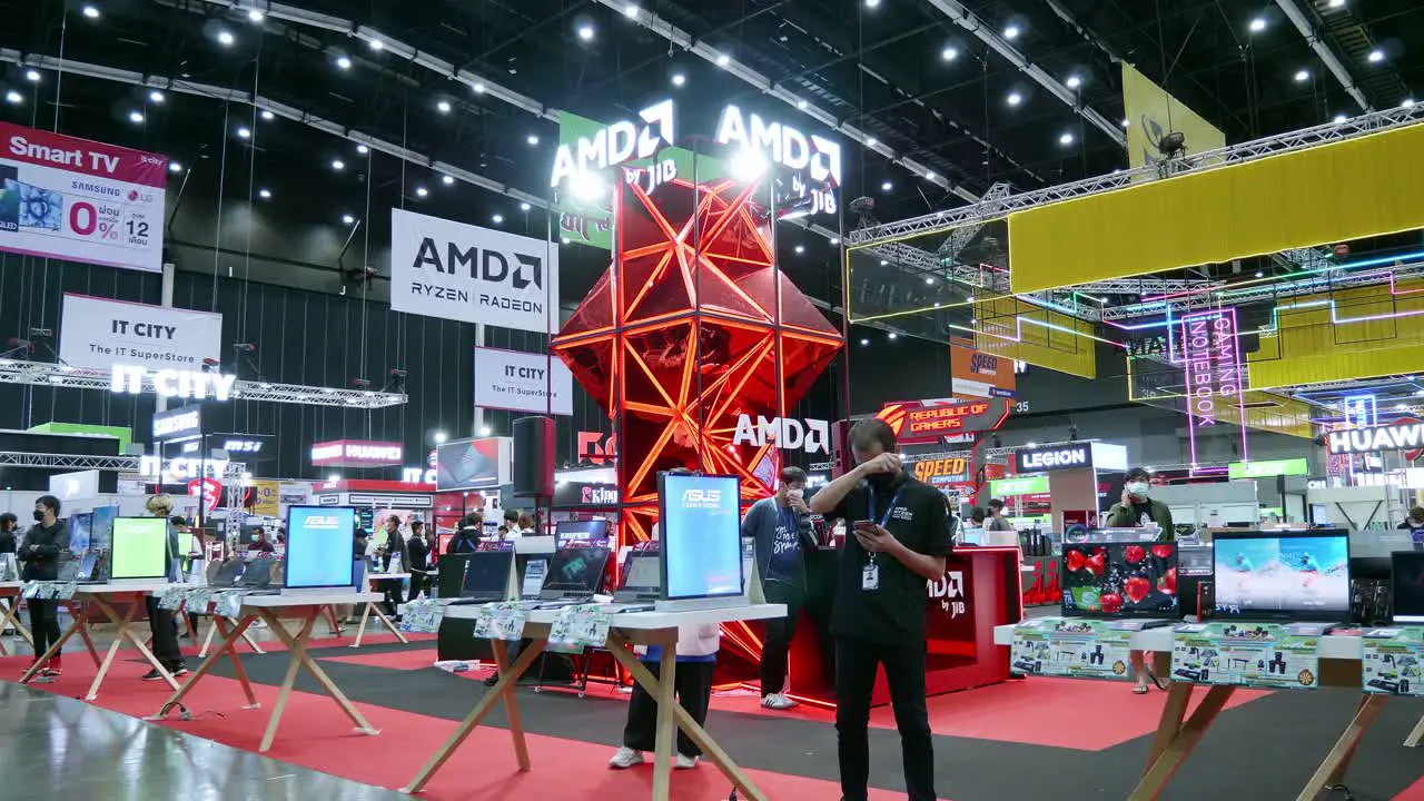 AMD showing technology in Commart Thailand 2022 computer event at Bitec Bangna Bangkok Thailand