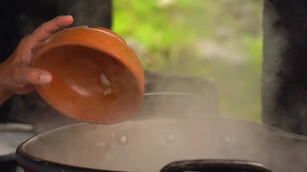 Making stew in boiling pot