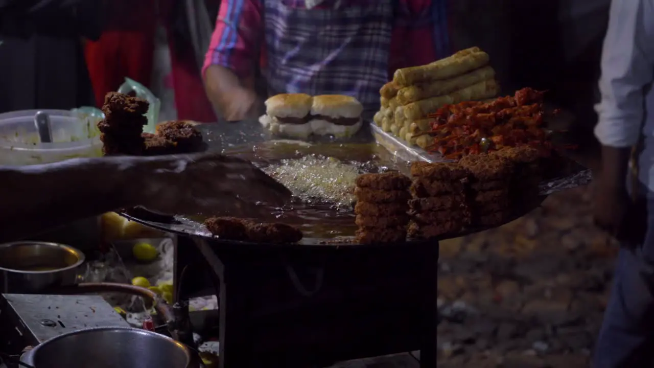 night street food Khao Galli kababs chicken patty deep-fried Indian Mira road street food