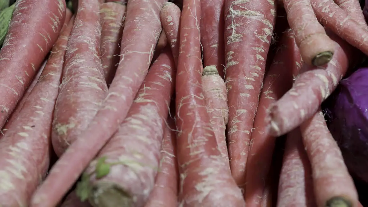 carrots at vegetable store for sale at evening