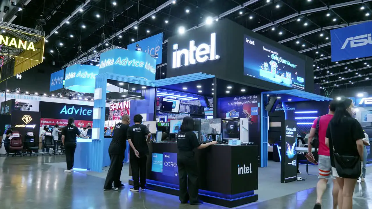 Intel showing technology in Commart Thailand 2022 computer event at Bitec Bangna Bangkok Thailand