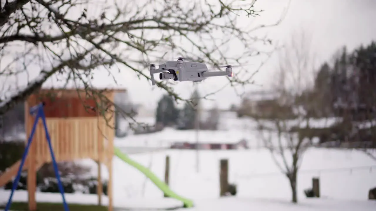 Drone with camera rotates mid-air then flies off