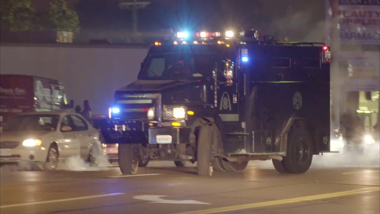 Military style police vehicles invade Ferguson Missouri during rioting there