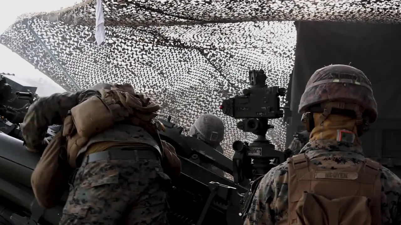 Us Marines Fire Big Field Guns During The Soldier’S Artillery Relocation Training Program Camp Fuji Japan