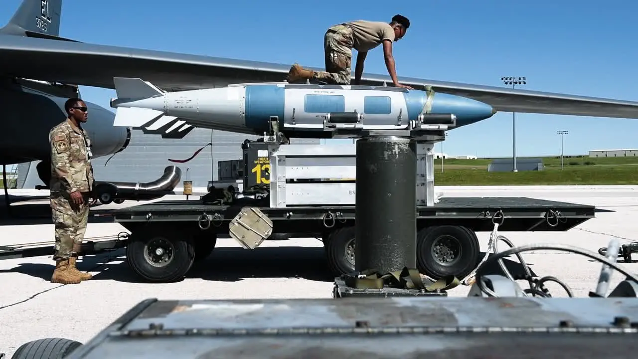 Members Of The A4 Air Force Global Strike Command Load Missiles Onto An Aircraft 2019