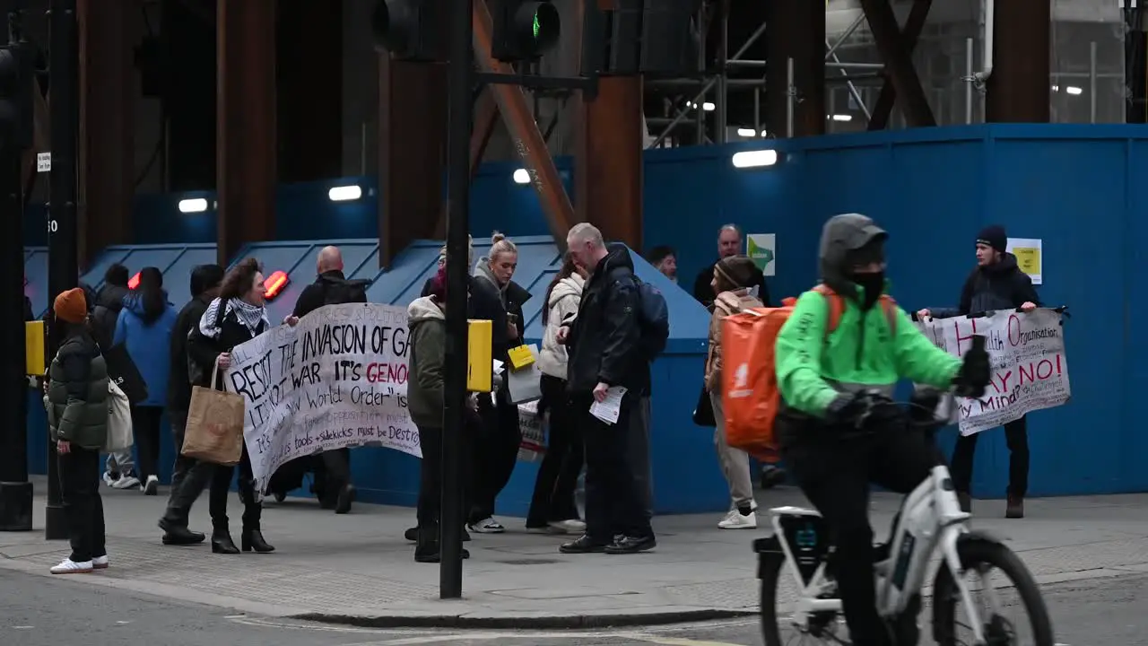 Police next to the Gaza Protesters on Oxford Street