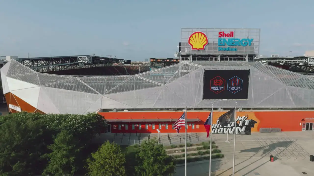 Aerial drone view of Shell Energy Stadium