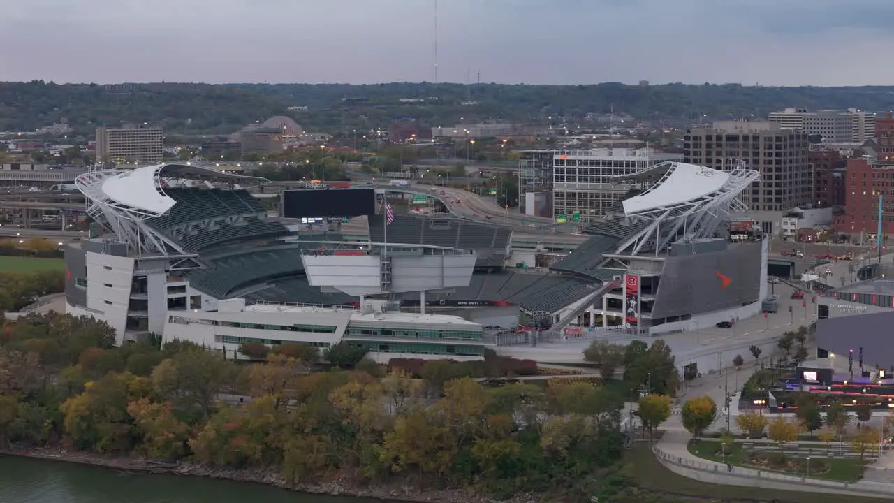 Paycor Stadium Side Aerial view in Cincinnati Ohio in United States