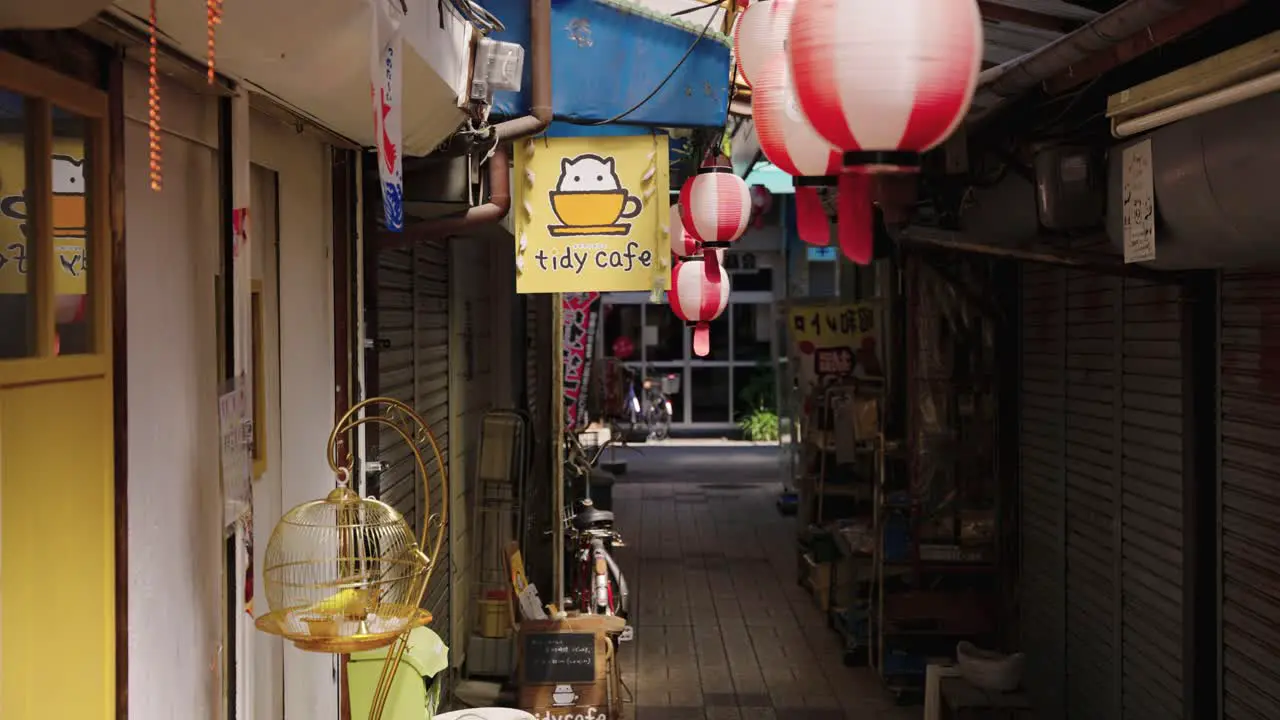 Tiny Shopping and Cafe Alleyway in Japan Nipponbashi Osaka