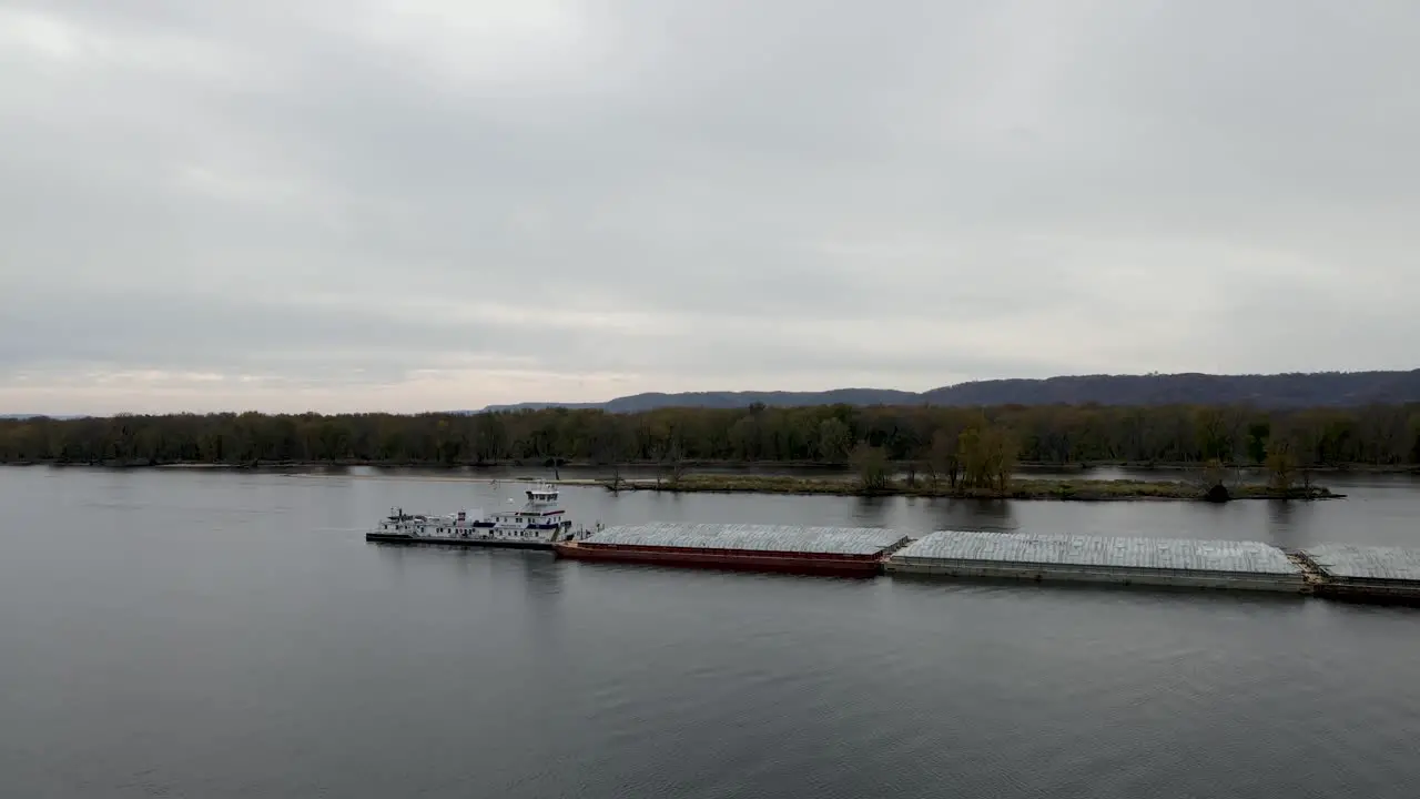 Large cargo barge on the Mississippi River