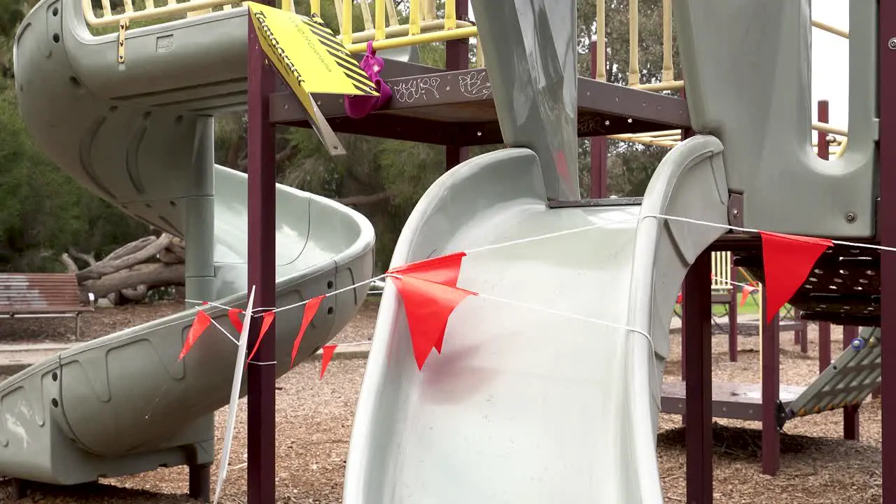 4K shot of empty playground equipment during pandemic lockdown