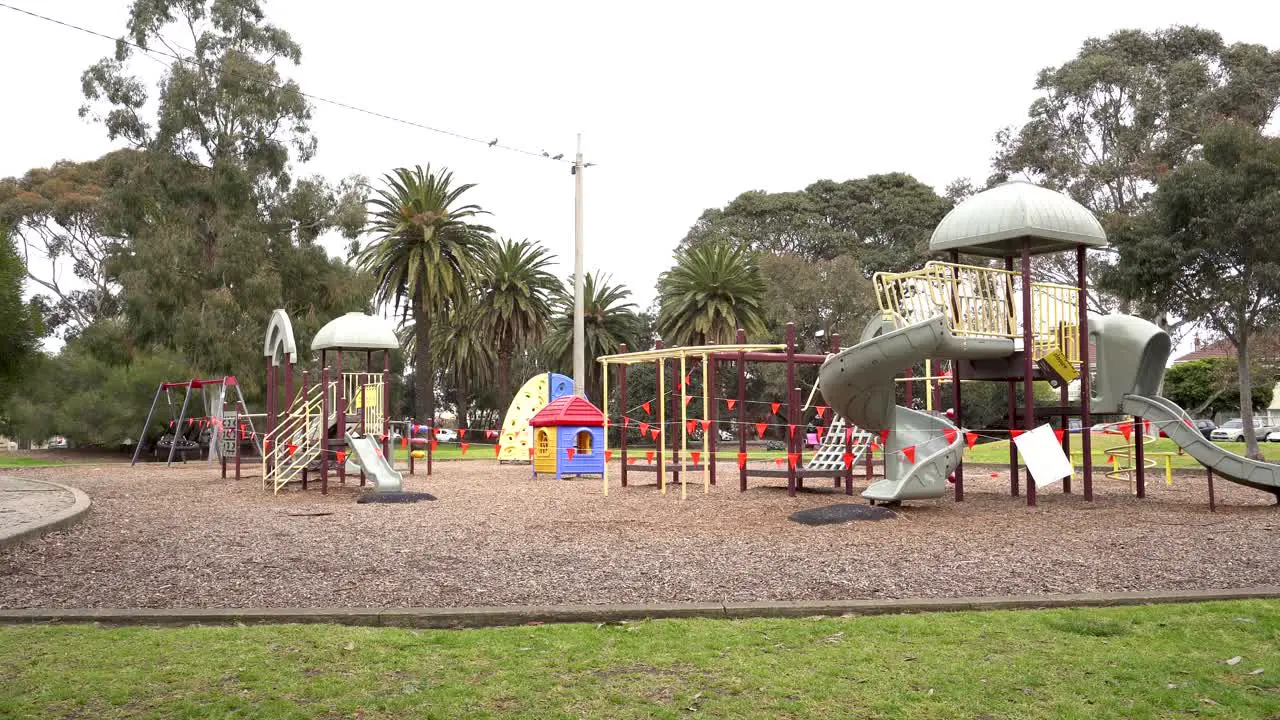 4K wide shot of empty playground during lockdown Melbourne