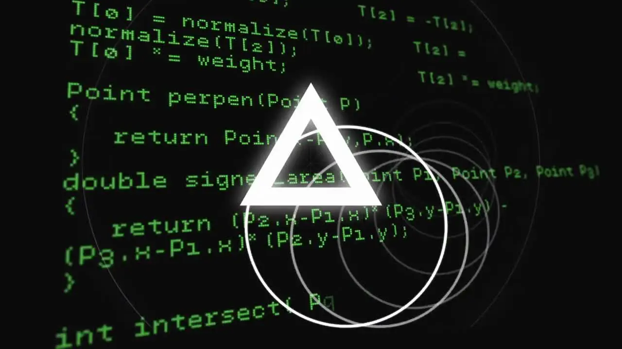 Animation of traingles scope scanning over data processing